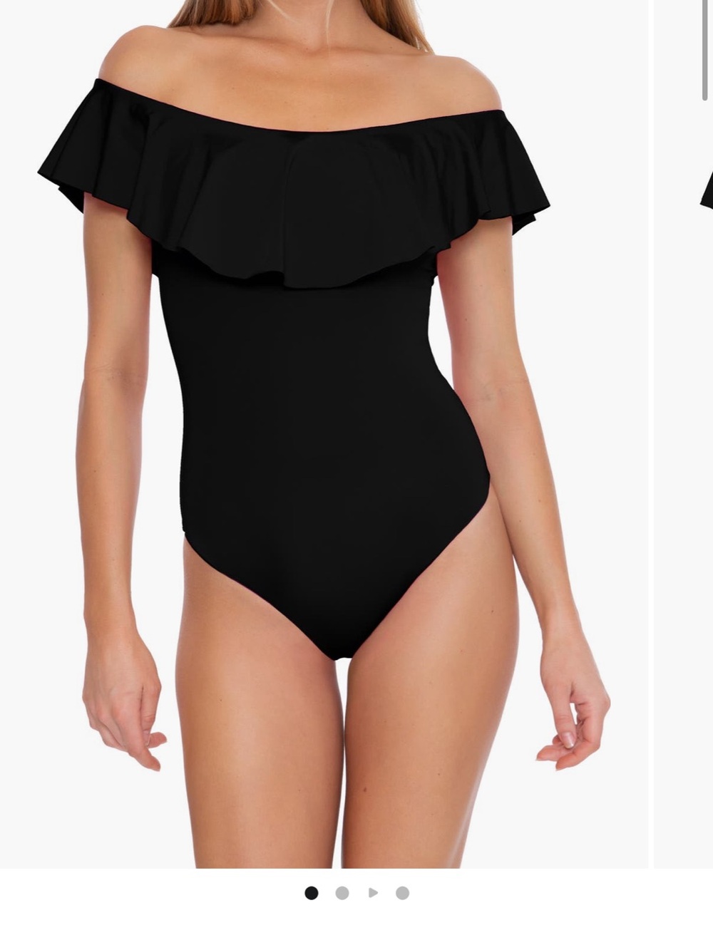 Trina Turk Black Off-Shoulder Ruffle One-Piece Swimsuit